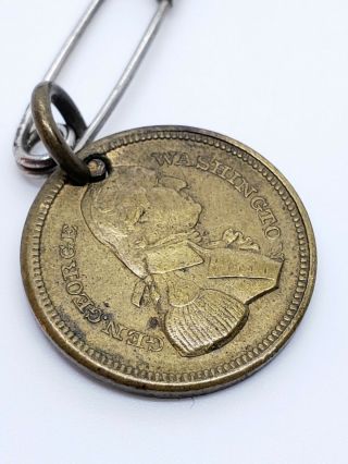 Tiny Vintage General George Washington Brass Medal Our Father Prayer Coin Charm