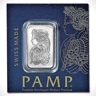 1 Gram.  999 Fine Platinum Bullion Bar - Pamp Suisse - In Assay Card