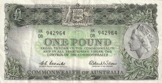 Australia 1 Pound Banknote Nd (1961 - 5) P.  34a Almost Very Fine