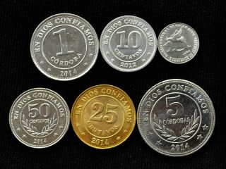 Nicaragua Coin Set.  1 Set Of 6 Coins.  Unc