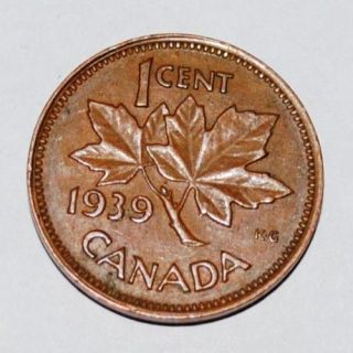 Canada 1939 1 Cent Copper Coin One Canadian Penny