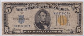 Series 1934 A Five Dollars Silver Certificate North Africa $5 Note