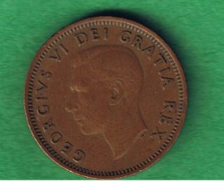 1951 George VI Canada Canadian One Cent Penny Circulated 2