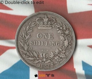1839 Great Britain 1 Shilling 92.  5 Silver 180 Year Old Silver Stunner
