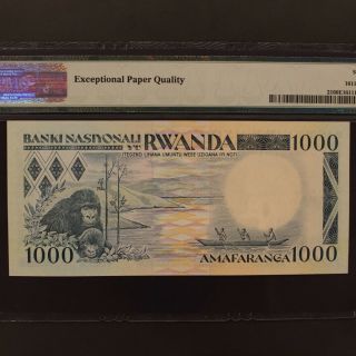 Rwanda 1000 Francs 1.  1.  1988 P 21 Banknote PMG 66 EPQ - Gem Uncirculated 4