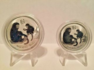 2016 Australia Year Of The Monkey Lunar 1 & 1/2 Oz Silver.  999 Coin In Capsules