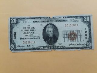 The York State National Bank Of Albany,  Ny 1929 $20 Ch 1262