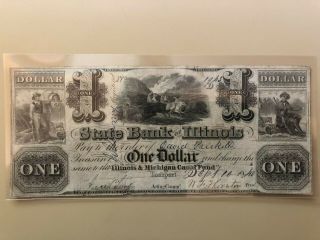 1840 State Bank Of Illinois $1 One Dollar Note