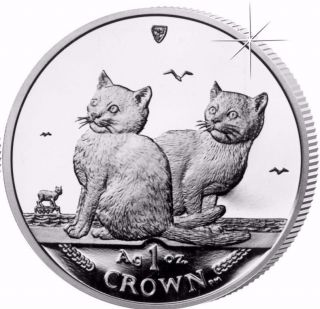 2003 Isle Of Man Balinese Cat Coin 1 Oz Silver Proof &