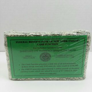 Federal Reserve Bank Of York Frbny Shredded U.  S.  Currency Briquette 2.  2 Lbs