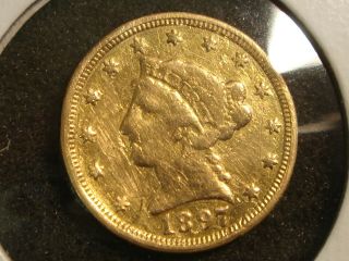 1897 $2.  50 Liberty Head Gold 2 1/2 Dollars Quarter Eagle