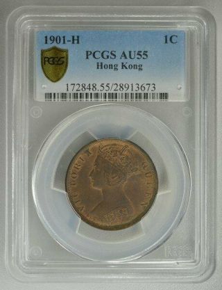 Victoria Hong Kong 1 Cent 1901 - H Pcgs Au55 Bronze
