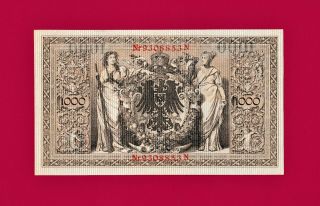 Scarce (in) 1000 Mark Germany 1910 Aunc,  Reichsbanknote (pick - 44b)