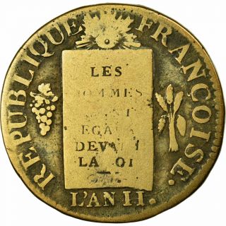 [ 456171] Coin,  France,  Sol,  1793,  Arras,  F (12 - 15),  Bronze,  Gadoury:19