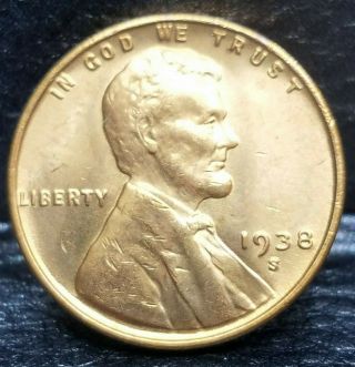 1938 - S Lincoln Wheat Penny Cent - " Stunning " Ch/gem/brilliant Uncirculated 10