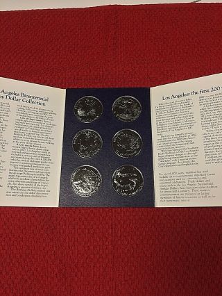 1981 Los Angeles Bicentennial Birthday Dollars 6 Coin Set In Folder Nr
