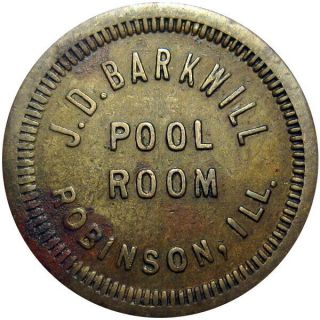 Robinson Illinois Good For Token J D Barkwill Pool Room Billiards