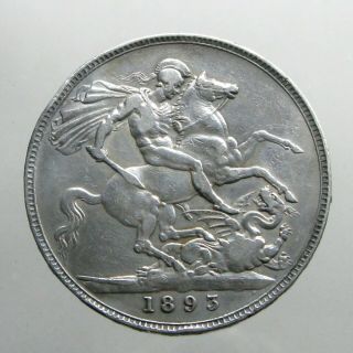 Large 1893 Queen Victoria Silver Crown_great Britain_st George Slaying Dragon