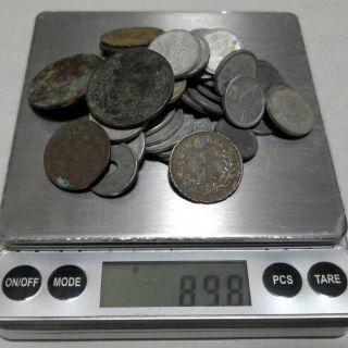 89.  8g Japanese Old Coins Include Meiji 1/2 Sen Dragon Copper Coin Japan Cv.  50$