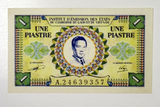 Vietnam French Indo - China 1 Piastre=1 Dong 1953 P - 104 About Unc