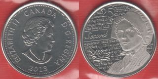 Canada 25 Cents (quarter) 2013 " War Of 1812,  Laura Secord " Unc