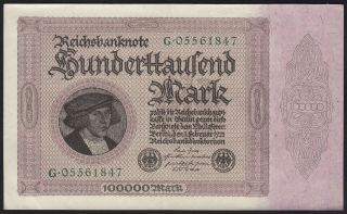1923 100,  000 Mark Germany Old Vintage Paper Money Banknote Currency P 83a Aunc