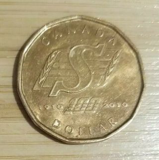 2010 - Canada $1 - Saskatchewan Roughriders - Circulated Loonie Canadian Dollar 3