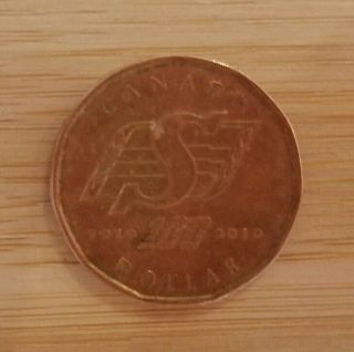 2010 - Canada $1 - Saskatchewan Roughriders - Circulated Loonie Canadian Dollar 5
