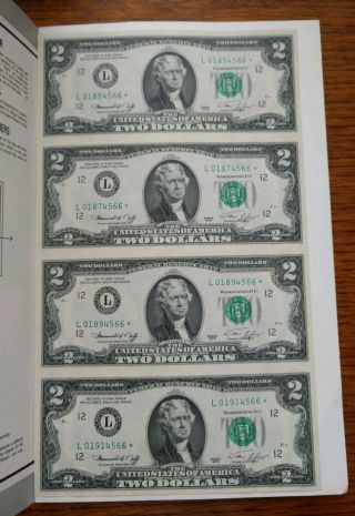 1976 Star Note $2 Dollar Bill Uncut Sheet Of 4 Uncirculated San Francisco Calif.