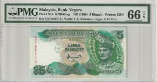 Bid Malaysia 5 Ringgit Rm5 Qv7662774 (1998) P35a Pmg 66 Epq