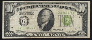 1928 - B $10 CHICAGO FRN LIGHT GREEN SEAL Fr 2002 - g lgs G41366474A 2