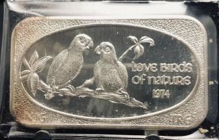 1974 Ussc Greathouse Love Birds 1 Oz Silver Art Bar Sn 1378 (1857)