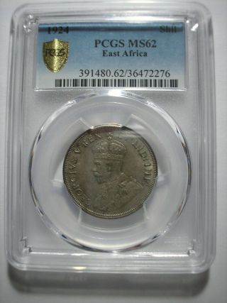 Sbc41 British East Africa 1924 Silver Shilling Pcgs Ms 62