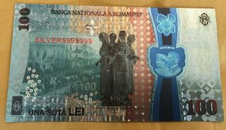 ROMANIA 100 lei 2018 UNC Silver plated Banknote anniversary Great UNION Unire 2