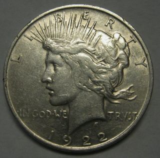 1922 - D Peace Silver Dollar Grading Vf Priced To Move & Shipped A54