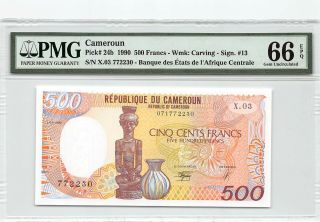 Cameroun 1990 P - 24b Pmg Gem Unc 66 Epq 500 Francs
