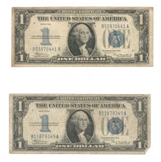 Qty.  2 - 1934 - B One Dollar Silver Certificates - Funny Back - $1 -