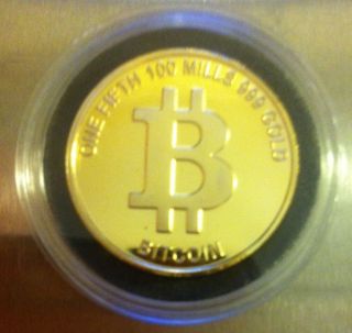 Bitcoin Physical 1/5 Btc Bit Coin 24k Gold Plate Like Casascius Lealana Titan
