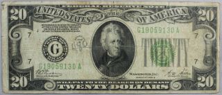 1928 B $20 Gold Certificate Currency Bill