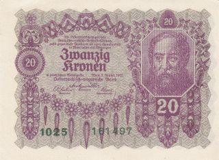 20 Kronen Extra Fine Banknote From Austria 1922 Pick - 76