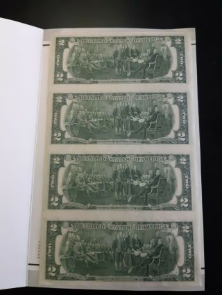 1976 Star Note $2 Dollar Bill Uncut Sheet of 4 Uncirculated 2
