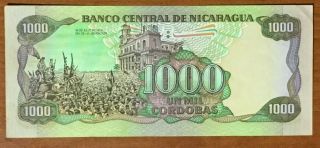 NICARAGUA 1000 CORDOBAS SIN SOBRE SELLO EN AUNC - SANDINO 19 - JUL - 1979 SERIE FB 2