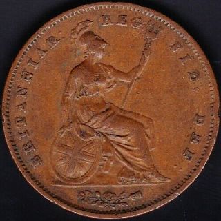 1855 GREAT BRITAIN PENNY VF 2