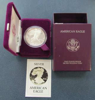 1986 American Silver Eagle 1 Oz Silver Proof Coin,  Sleeve & 9925