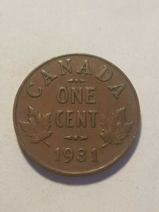 Canada 1 Cent 1931 George V Canadian Penny Copper Coin