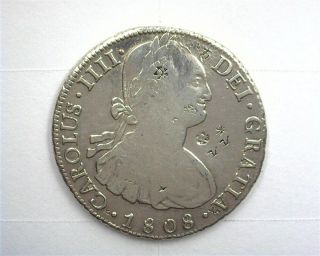 Bolivia 1808 - Pts Pj Silver 8 Reales W/chopmarks About Uncirculated