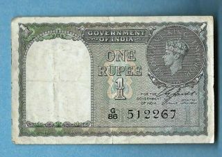1940 India 1 Rupee Note - No Pinholes Or Tears - K - 3