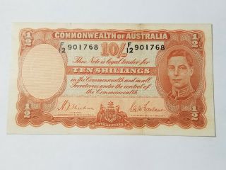 Commonwealth Of Australia 1939 10 Shillings Bank Note 25a