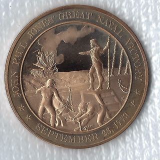 , 1779 John Paul Jones: Great Naval Victory - Solid Bronze Medal - Uncirculated