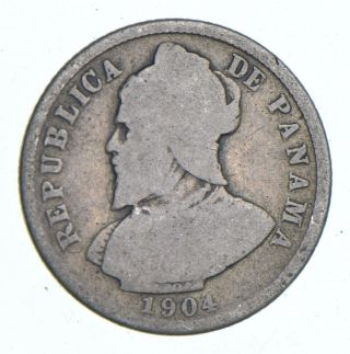 Roughly Size Of Quarter - 1904 Panama 10 Centesimos - World Silver Coin 167